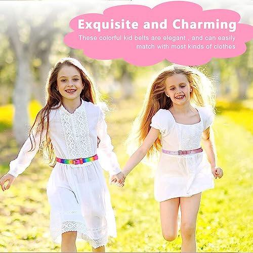 PALAY® 6PCS Girls Belt PU Leather Glittering Pink Rainbow Waist Stylish Metal Buckle 31inch for 6-12 PALAY® 6PCS Girls Belt PU Leather Glittering Pink Rainbow Waist Stylish Metal Buckle 31inch for 6-12